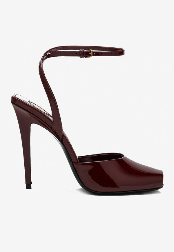 Saint Laurent La Scandale 110 Patent Leather Pumps Burgundy 8060481TV00/P_YSL-6117