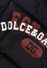 Dolce & Gabbana Kids Girls Logo Print Down Jacket Navy Blue L4JB6T G7NMN-B4902