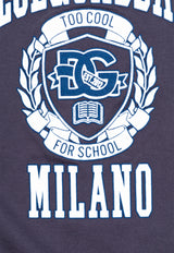 Dolce & Gabbana Kids Girls DG Logo Print Crewneck T-shirt Navy Blue L4JTHU G7NNM-B3681