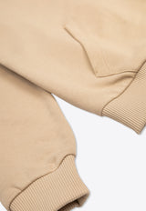 Dolce & Gabbana Kids Boys DG Logo Patch Zip-Up Hoodie Beige L4JWKL G7NXC-M1217