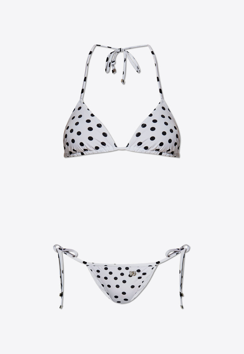 Dolce & Gabbana Polka Dot Triangle Bikini White O8A02J FSG8C-HWBDN