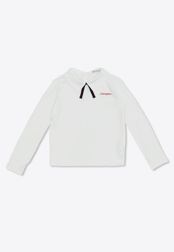 Girls Logo Embroidered Long-Sleeved T-shirt