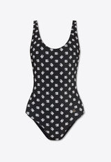 Dolce & Gabbana DG Logo Print One-Piece Racing Swimsuit Black O9A46J ON02A-HNVAW