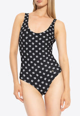 Dolce & Gabbana DG Logo Print One-Piece Racing Swimsuit Black O9A46J ON02A-HNVAW