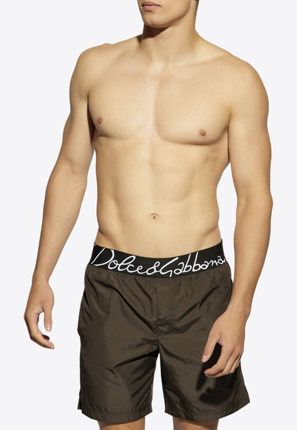 Dolce & Gabbana Branded Swim Shorts Gray KĄPIELOWE M4F28T FUSFW-M3927