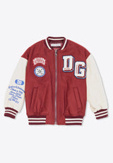 Dolce & Gabbana Kids Boys DG Logo Patch Bomber Jacket Burgundy L42B54 G7NOP-S9000