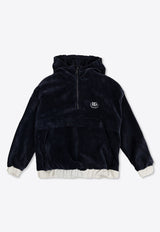 Dolce & Gabbana Kids Boys DG Logo Corduroy Hooded Sweatshirt Navy Blue L4JWJU FUWE3-B0339