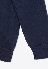 Dolce & Gabbana Kids Boys Logo Print Crewneck Sweater Navy Blue L4KWE2 JBCDE-B1622