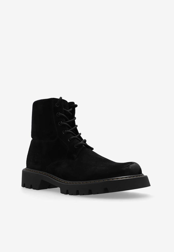 Loewe Sierra Suede Combat Boots Black M816285XAJ 0-BLACK MEDIUM TABACCO