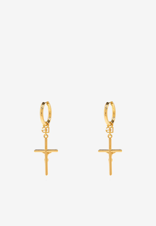 Dolce & Gabbana Cross-Pendant Hoop Earrings Gold WEQ1D2 W1111-ZOO00