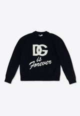 Dolce & Gabbana Kids Boys DG Logo Intarsia Knit Sweater Navy Blue L5KWJ6 JCVV9-B6712