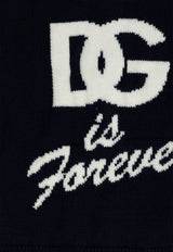 Dolce & Gabbana Kids Boys DG Logo Intarsia Knit Sweater Navy Blue L5KWJ6 JCVV9-B6712