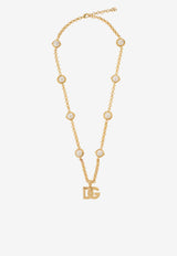 Dolce & Gabbana DG Logo Pendant Chain Necklace Gold WNQ6L2 W1111-ZOO00