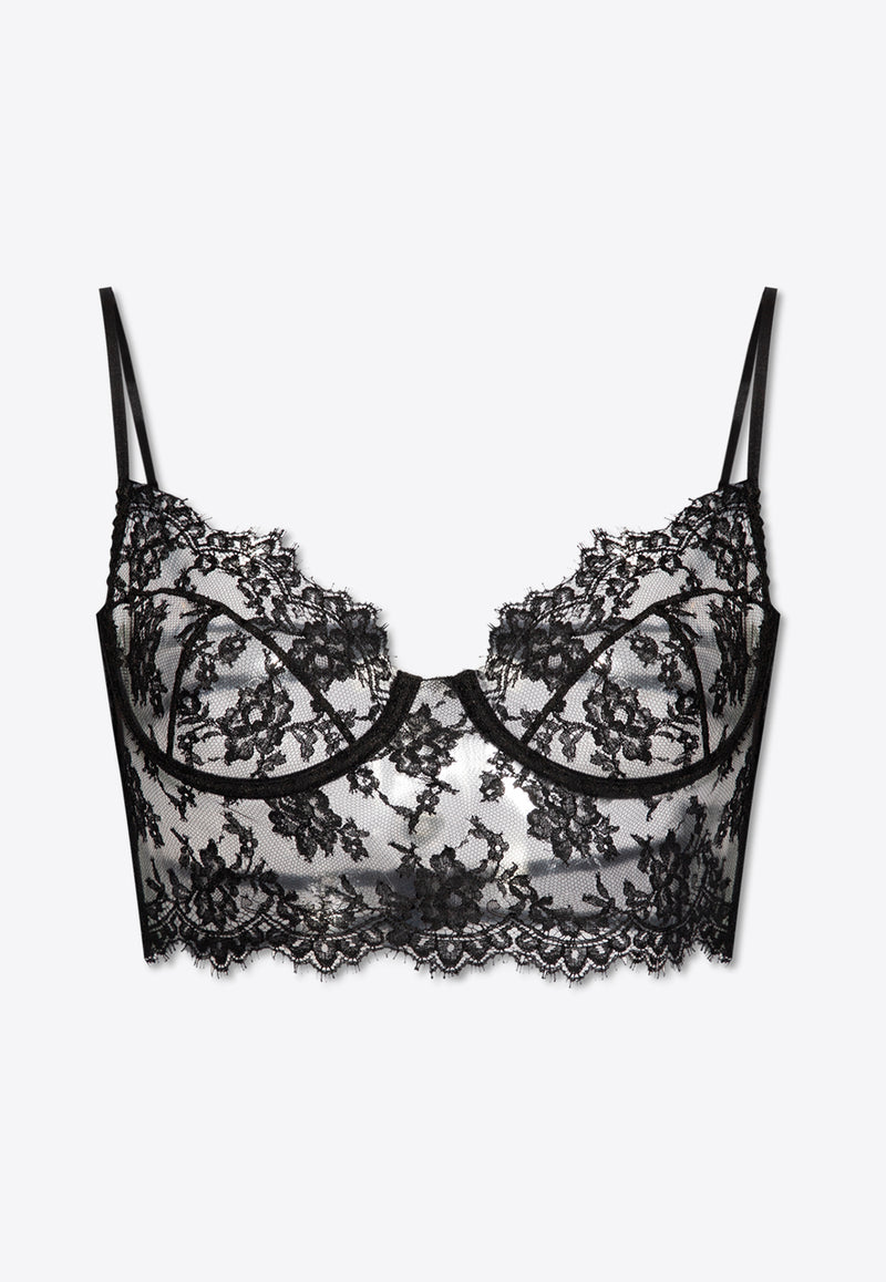 Dolce & Gabbana Floral Lace Lingerie Top Black O7C24T ONL17-N0000