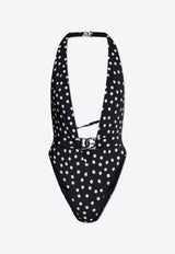 Dolce & Gabbana Polka Dot Halterneck One-Piece Swimsuit Black O9B74J FSG8C-HNBDW