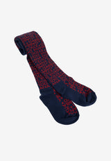 Dolce & Gabbana Kids Girls Logo Jacquard Tights Blue LBKAE9 JBCDO-S9000