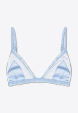 Dolce & Gabbana Lace-Trimmed Satin Triangle Bra Light Blue O1F45T ONP15-F3981