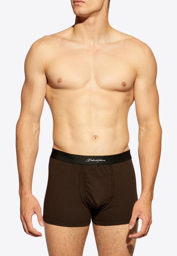 Dolce & Gabbana Logo Signature Stretch Boxers Brown M4F39J ONR21-M3927