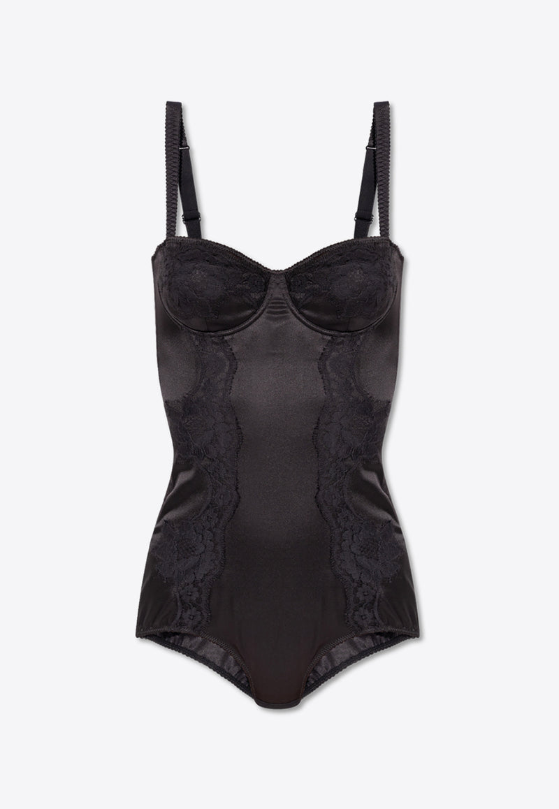 Dolce & Gabbana Lace-Trimmed Silk Bodysuit Black O9A05T ONO13-N0000