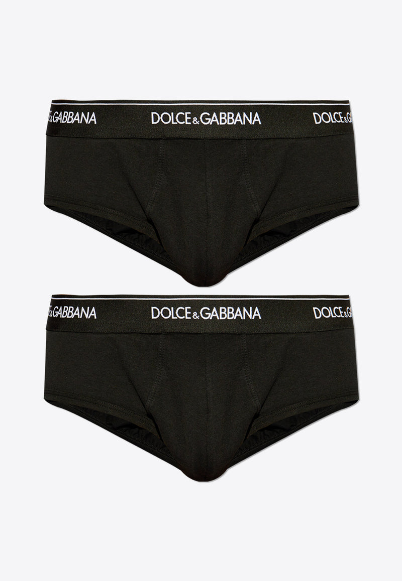 Dolce & Gabbana Logo Waistband Briefs - Set of 2 Black M9C05J ONN95-N0000