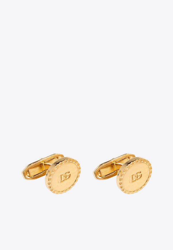 Dolce & Gabbana DG Logo Brass Round Cufflinks Gold WFQ5L1 W1111-ZOO00