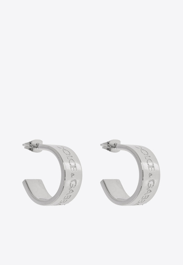 Dolce & Gabbana Logo Engraved Hoop Earrings Silver WEQ5P4 W1111-87655