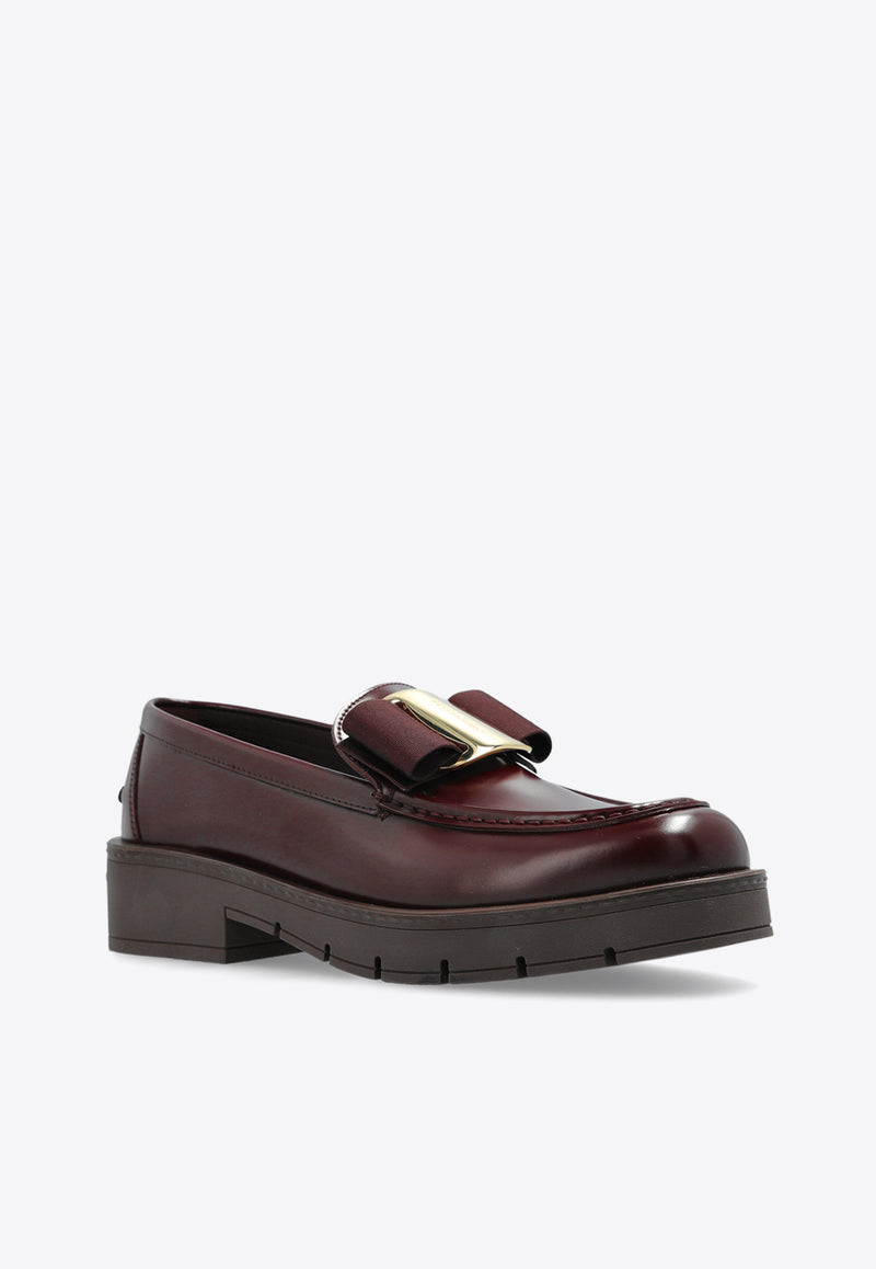 Salvatore Ferragamo Mirty Vara Bow Leather Loafers Bordeaux 01J060 MIRTY 777355-CORDOVAN