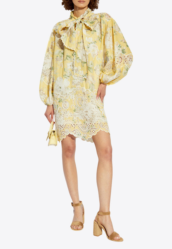 Zimmermann Acacia Broderie Anglaise Mini Dress Yellow 0797DRS252 0-YFL