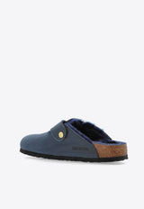 Birkenstock Boston Big Buckle Shearling Mules Navy Blue 1028014 0-MIDNIGHT