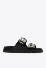 Birkenstock St Barths Two-Strap Leather Slides Black 1025267 0-BLACK