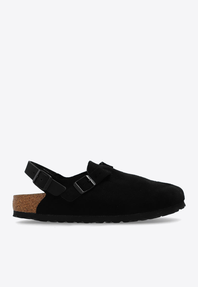 Birkenstock Tokio Buckled Suede Clogs Black 1028348 0-BLACK