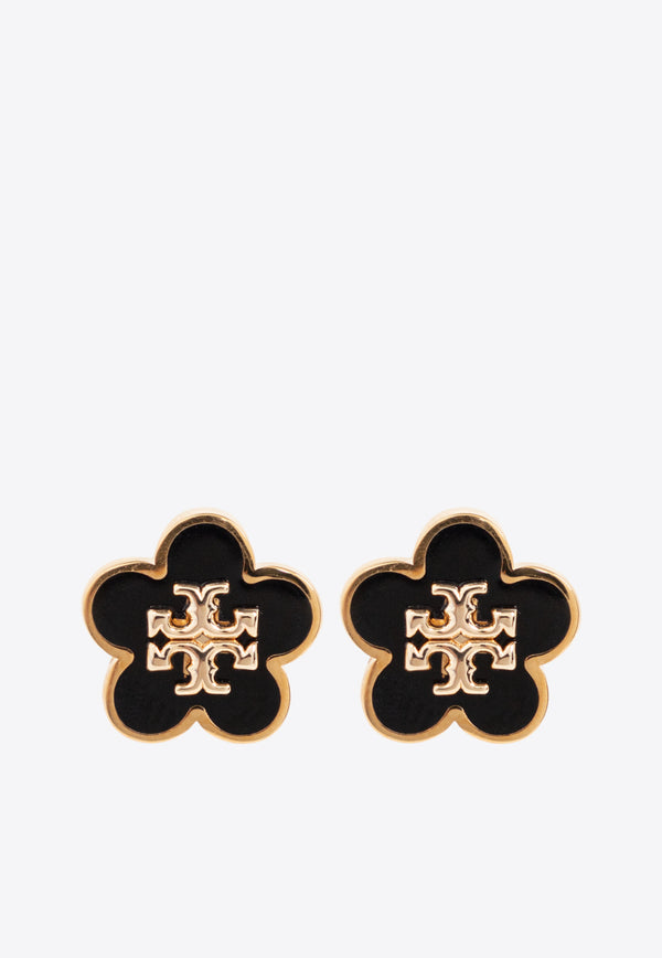 Tory Burch Kira Flower Stud Earrings Black 147151 0-720