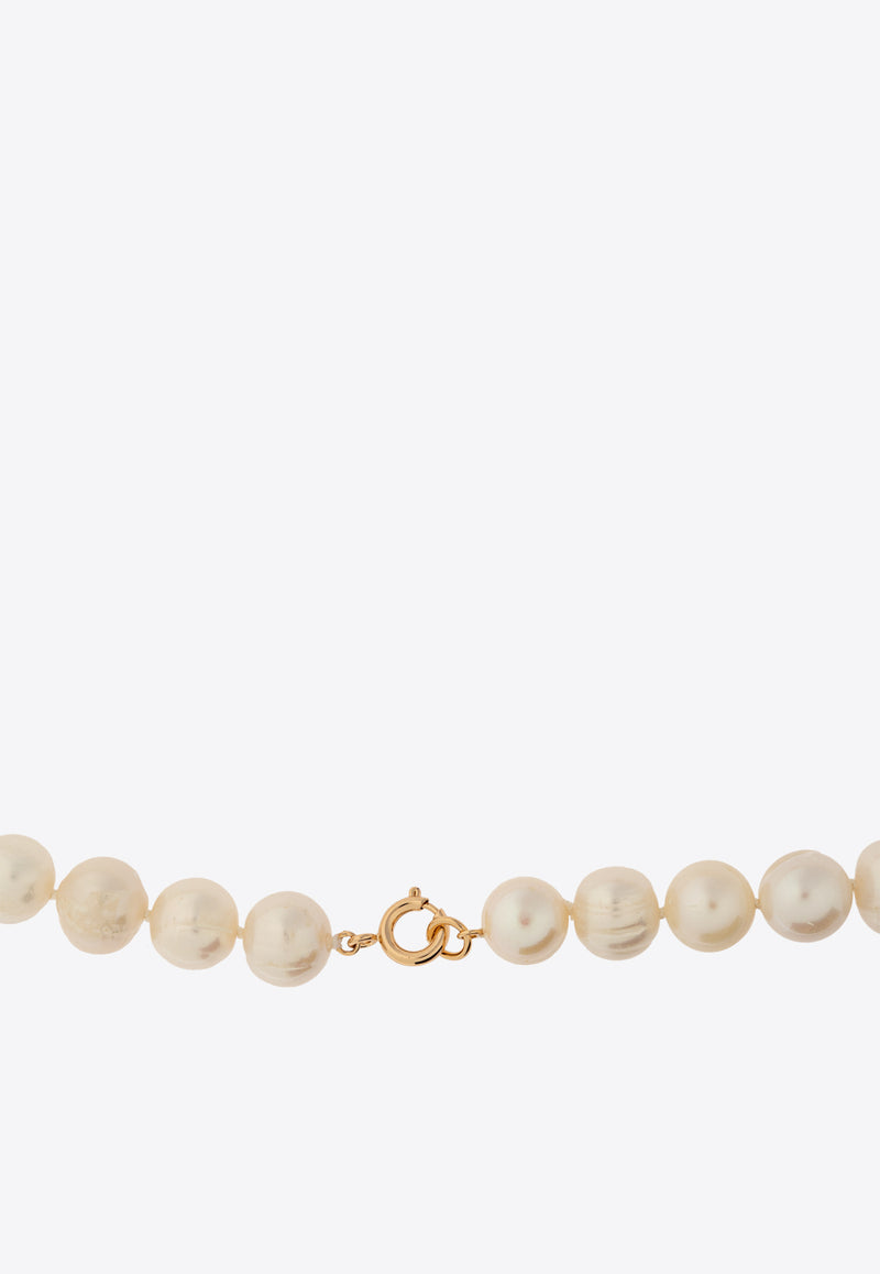 Tory Burch Kira Pearl Logo Necklace White 157964 0-137