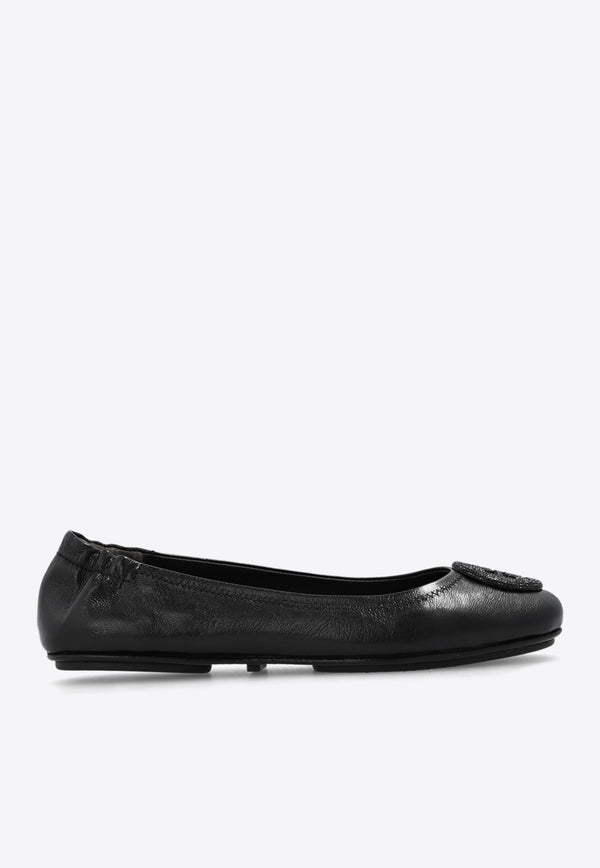 Tory Burch Minnie Travel Leather Ballet Flats Black 155637 0-006