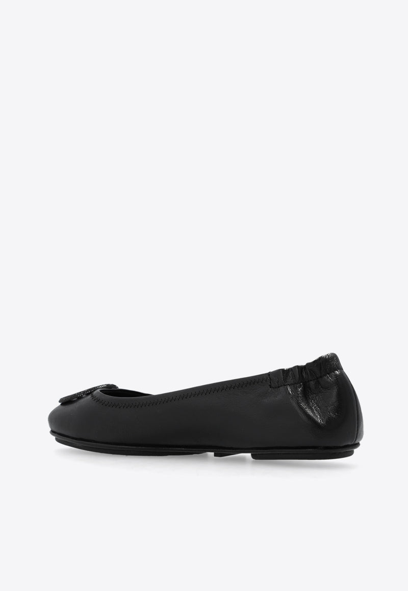 Tory Burch Minnie Travel Leather Ballet Flats Black 155637 0-006