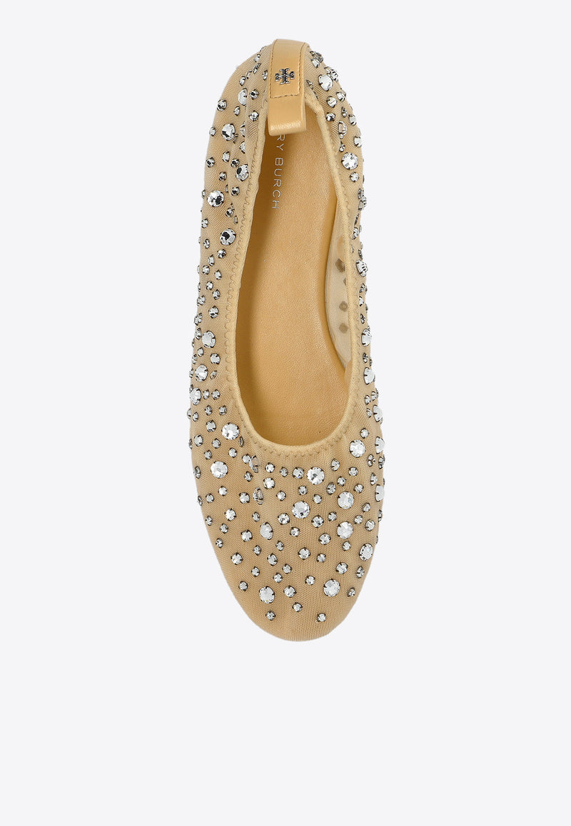 Tory Burch Crystal Embellished Ballet Flats Beige 162066 0-960