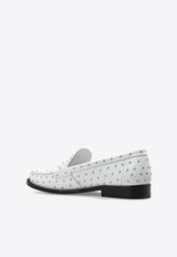 Tory Burch Logo Plaque Studded Classic Lug Loafers White 159881 0-100