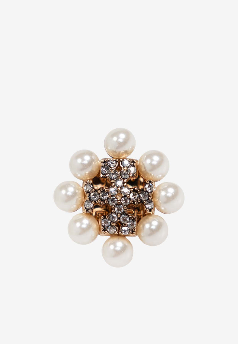 Tory Burch Kira Pearl Crystal Stud Earrings Gold 161056 0-782