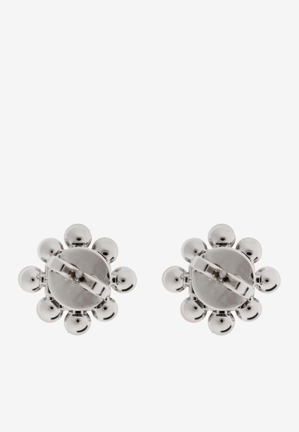 Tory Burch Kira Pearl Crystal Stud Earrings Silver 161056 0-047