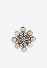 Tory Burch Kira Pearl Crystal Stud Earrings Silver 161056 0-047