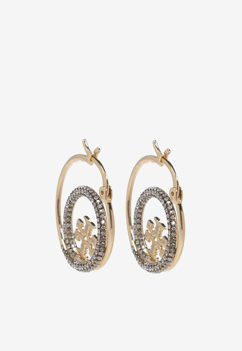 Tory Burch Miller Pavé Hoop Earrings Gold 163734 0-783