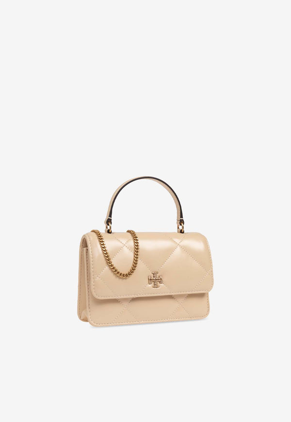 Tory Burch Mini Kira Quilted Leather Top Handle Bag Cream 162143 0-700