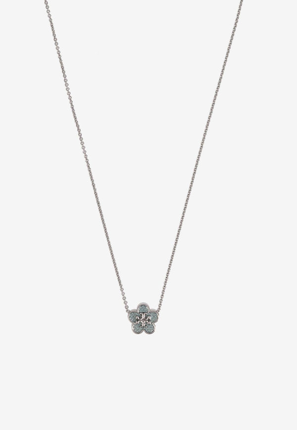 Tory Burch Kira Flower Pendant Necklace Silver 163722 0-400