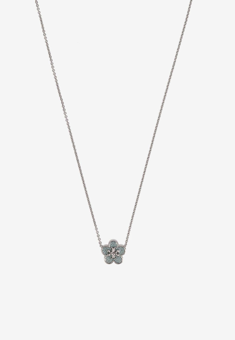 Tory Burch Kira Flower Pendant Necklace Silver 163722 0-400