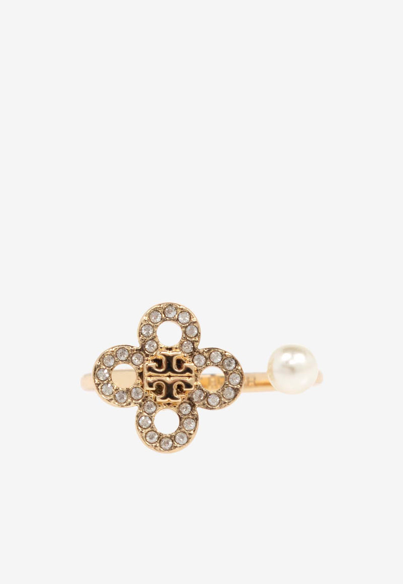 Tory Burch Kira Clover Pave Ring Gold 163717 0-782