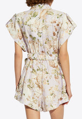 Zimmermann Acacia Floral Belted Romper Lilac 3112YRS252 0-LIF