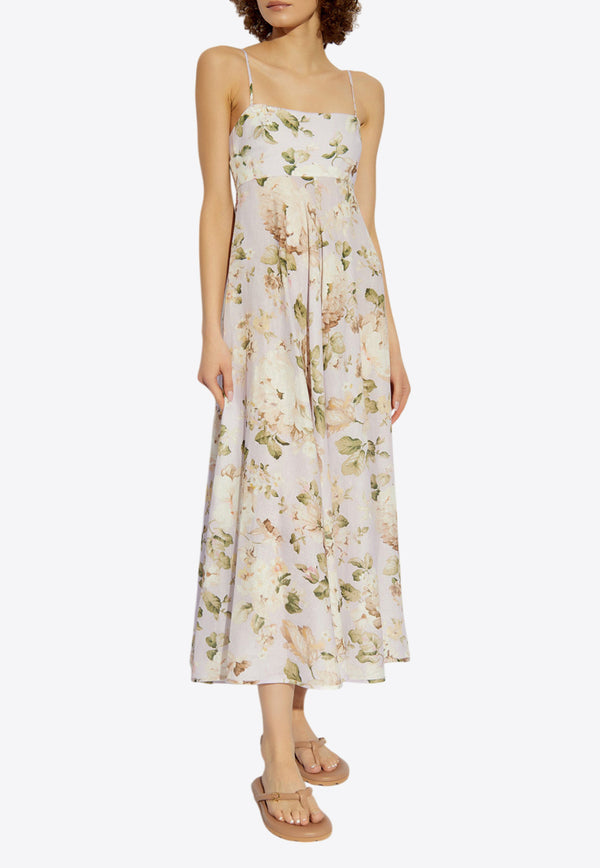 Zimmermann Acacia Floral Print Midi Dress Lilac 3115DRS252 0-LIF