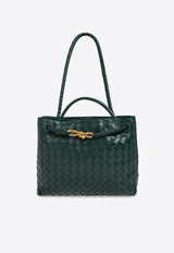 Bottega Veneta Medium Andiamo Intrecciato Leather Top Handle Bag Emerald Green 766016 VCPP1-3000