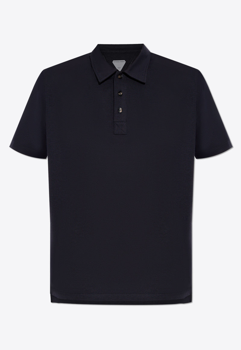 Bottega Veneta Logo Embroidered Polo T-shirt Navy 796163 V4DG0-1177