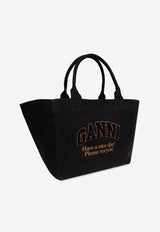 Logo-Embroidered Denim Tote Bag A6597 5903-099 Black